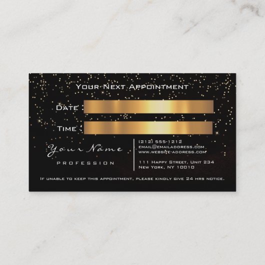 Makeup Gold Black Lashes White Appointes Card Afsprakenkaartje (Achterkant)