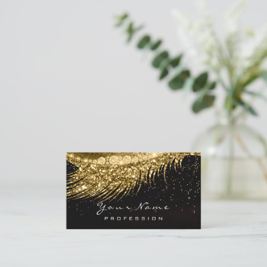 Makeup Gold Black Lashes White Appointes Card Afsprakenkaartje (Staand voorkant)