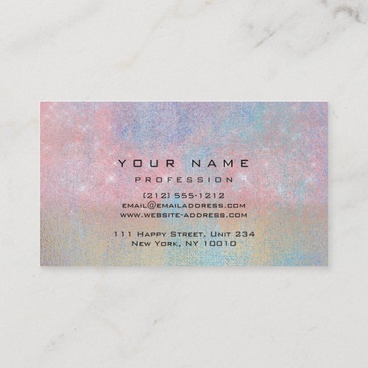 Makeup Gold Blush Pink Blue Eyes Lasht Glitter Visitekaartje (Achterkant)