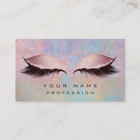 Makeup Gold Blush Pink Blue Eyes Lasht Glitter Visitekaartje (Voorkant)