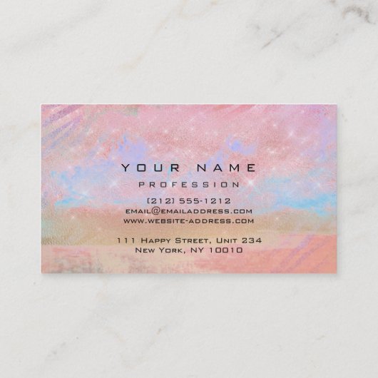 Makeup Gold Blush Pink Blue Eyes Lasht Glitter Visitekaartje (Achterkant)