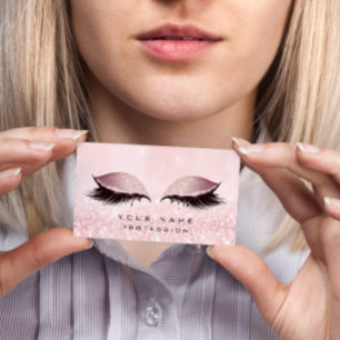 Makeup Gold Blush Pink Glitter Eye Lash Extension Visitekaartje