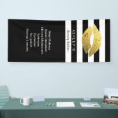 Makeup Gold Lips Beauty Salon Black White Striped Spandoek (Beurs)