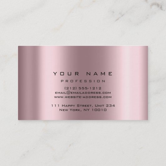 Makeup Gold Roos Roze Glitter Eye Lash Extension Visitekaartje (Achterkant)