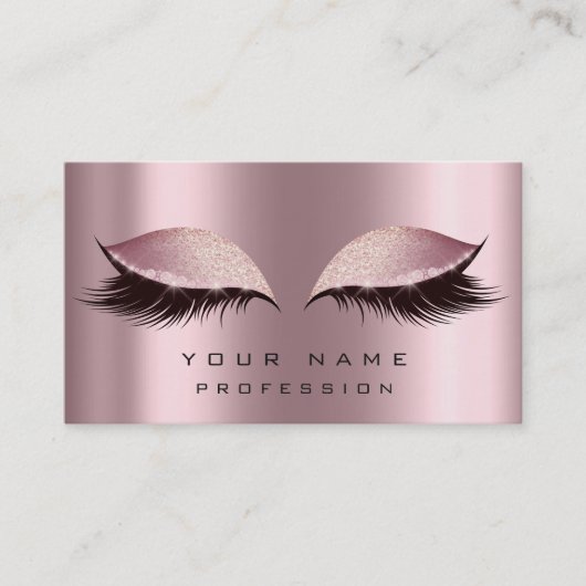 Makeup Gold Roos Roze Glitter Eye Lash Extension Visitekaartje (Voorkant)