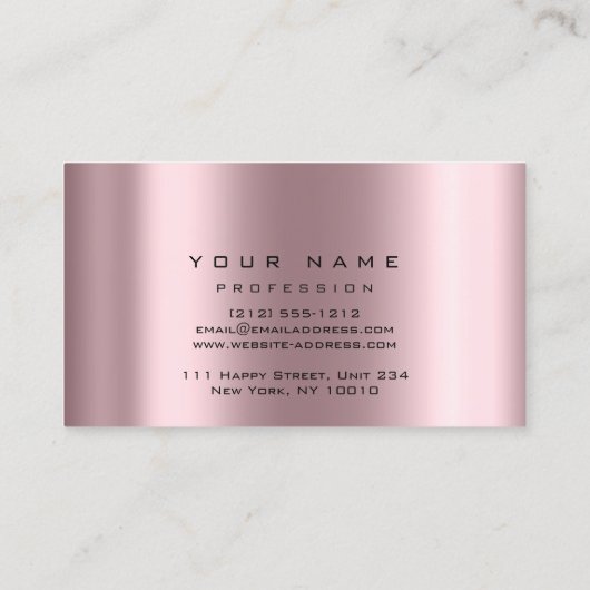 Makeup Gold Roos Roze Glitter Eye Lash Extension Visitekaartje (Achterkant)