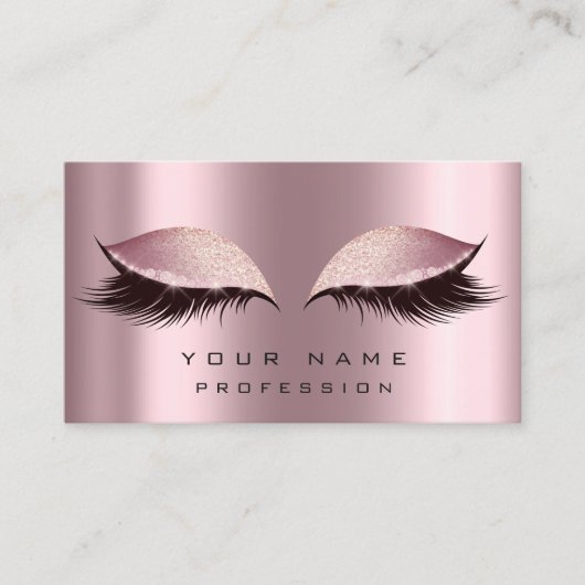 Makeup Gold Roos Roze Glitter Eye Lash Extension Visitekaartje (Voorkant)