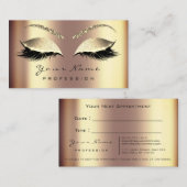 Makeup Gold Sepia Lashes Marble Appointment Card Afsprakenkaartje (Voorkant / Achterkant)