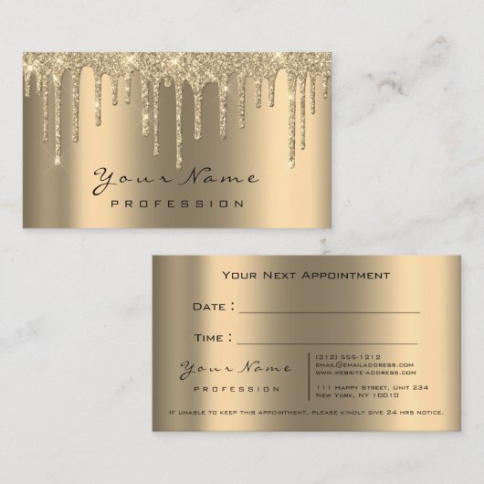 Makeup Gold Sepia Waxing Appointing Card Drivers Afsprakenkaartje (Voorkant / Achterkant)