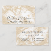 Makeup haar elegant goud glitter witte marmer visitekaartje (Voorkant / Achterkant)