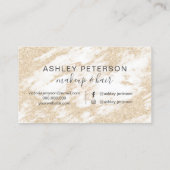 Makeup haar elegant goud glitter witte marmer visitekaartje (Achterkant)