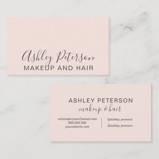 Makeup haar modern trendy chic elegant roze visitekaartje (Voorkant / Achterkant)