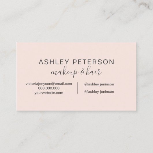 Makeup haar modern trendy chic elegant roze visitekaartje (Achterkant)