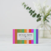 Makeup haar Style Modern Retro Stripe Pattern #19 Visitekaartje (Staand voorkant)