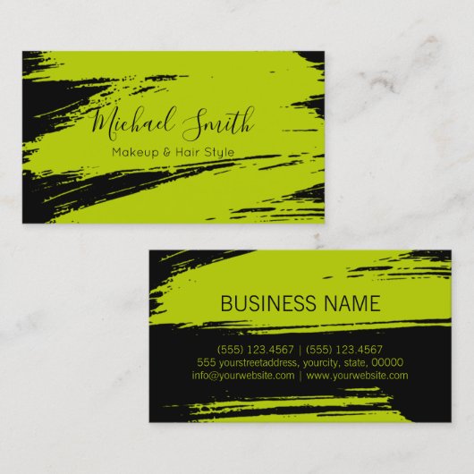 Makeup haarstijl Moderne Limoen penseelstreek Visitekaartje (Voorkant / Achterkant)