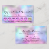 Makeup Hair Appointment Herinnering Holografen Roz Visitekaartje (Voorkant / Achterkant)