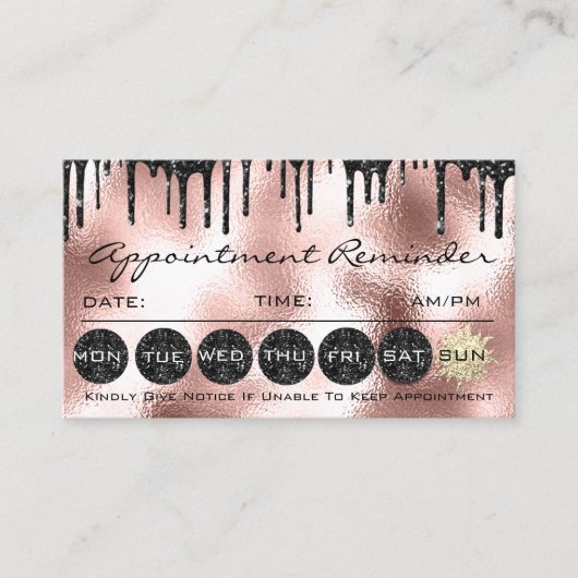 Makeup Hair Appointment Reminder Black Punches Visitekaartje (Voorkant)