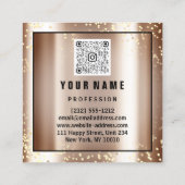 Makeup Hair Beauty Logo QR CODE Roos Gold Lijst Vierkante Visitekaartje (Achterkant)