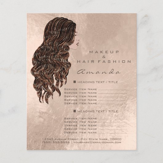 Makeup Hair Beauty Price List Flyer Mermaid Copper (Voorkant)