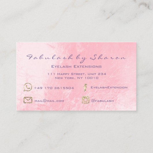 Makeup Hair Dresser Lashes Mermaid Pink Visitekaartje (Achterkant)