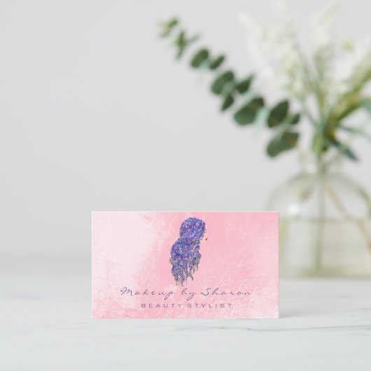 Makeup Hair Dresser Lashes Mermaid Pink Visitekaartje (Staand voorkant)