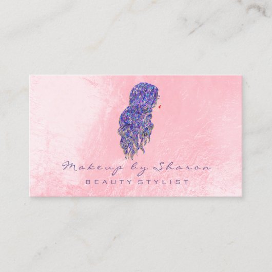 Makeup Hair Dresser Lashes Mermaid Pink Visitekaartje (Voorkant)