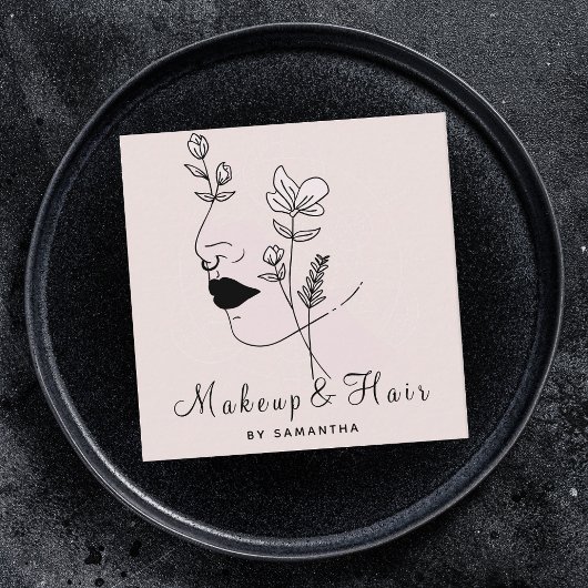 Makeup & Hair Nail Art Drawn Feminine Woman Vierkante Visitekaartje