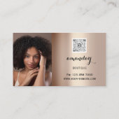 Makeup Hair Red Lipstick Roos Foto QR Code Visitekaartje (Achterkant)