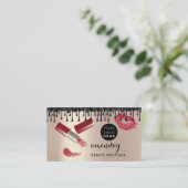 Makeup Hair Red Lipstick Roos Foto QR Code Visitekaartje (Staand voorkant)