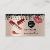 Makeup Hair Red Lipstick Roos Foto QR Code Visitekaartje (Voorkant)