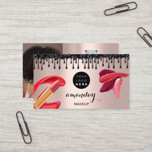 Makeup Hair Red Lipstick Silver Photo QRCode Gloss Visitekaartje