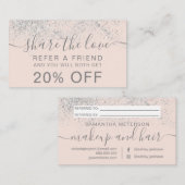 Makeup hair Silver Glitter blush deelt de liefde Aanbevelingskaartje (Voorkant / Achterkant)