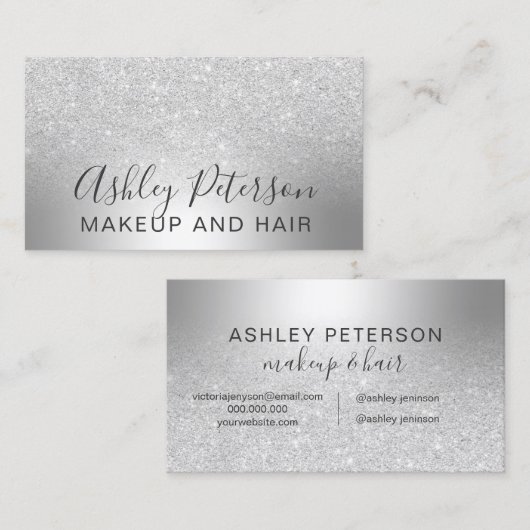 Makeup hair Silver glitter ombre metallic folie Visitekaartje (Voorkant / Achterkant)