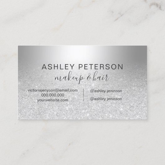 Makeup hair Silver glitter ombre metallic folie Visitekaartje (Achterkant)