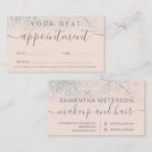Makeup hair Silver Glitter pastel roze Afsprakenkaartje (Voorkant / Achterkant)