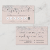 Makeup hair Silver Glitter pastel roze Klantenkaartje (Voorkant / Achterkant)