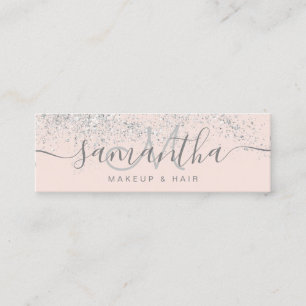 Makeup hair Silver Glitter pastel roze Mini Visitekaartje