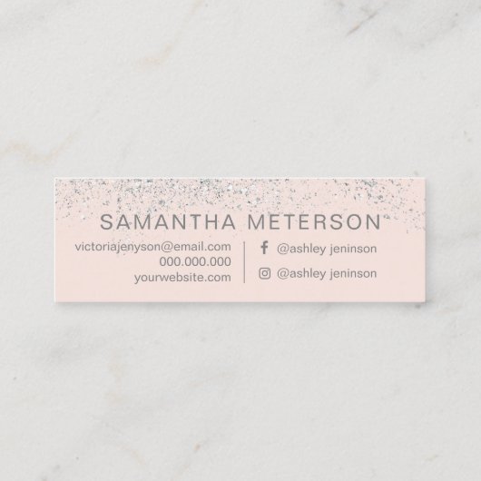 Makeup hair Silver Glitter pastel roze Mini Visitekaartje (Achterkant)