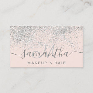 Makeup hair Silver Glitter pastel roze Visitekaartje