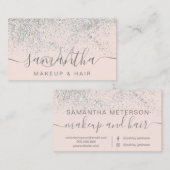 Makeup hair Silver Glitter pastel roze Visitekaartje (Voorkant / Achterkant)