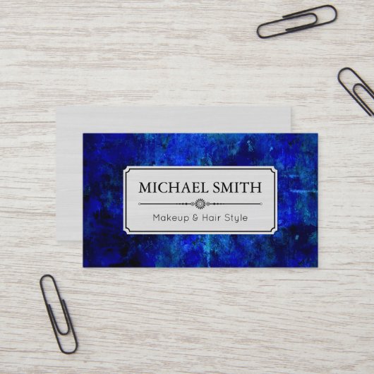 Makeup Hair Style Modern Blue Abstract Visitekaartje (Voorkant / Achterkant in situ)