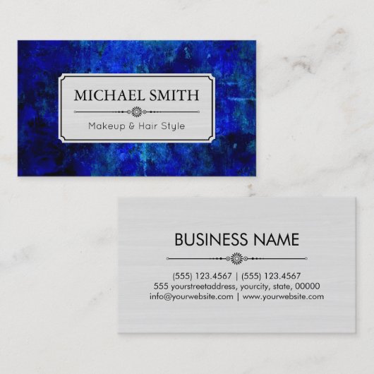 Makeup Hair Style Modern Blue Abstract Visitekaartje (Voorkant / Achterkant)