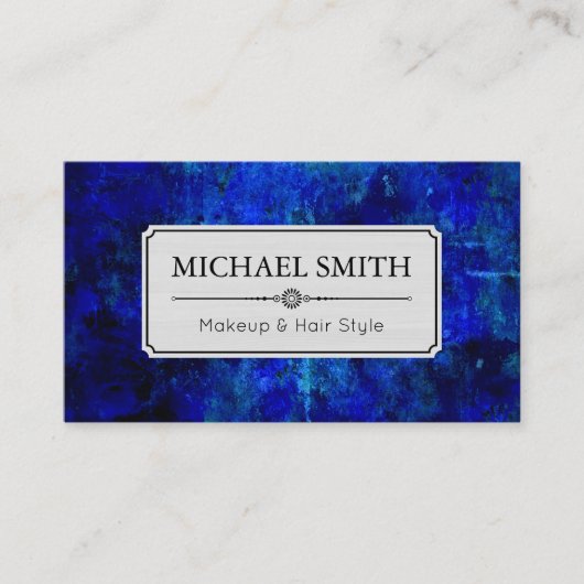 Makeup Hair Style Modern Blue Abstract Visitekaartje (Voorkant)