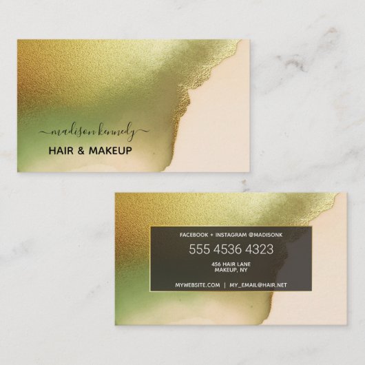 Makeup Hair Stylist Chartreuse New Tech Abstract Visitekaartje (Voorkant / Achterkant)
