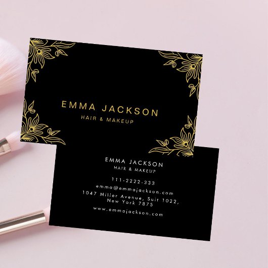 Makeup & Hair Stylist  Elegant  Black & Gold  Visitekaartje