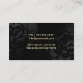 Makeup & Hair Stylist Gold Monogram Black Floral Visitekaartje (Achterkant)