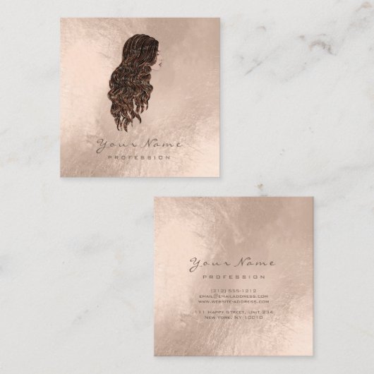 Makeup Hairdresser Lashes Mermaid Square Parly Vierkante Visitekaartje (Voorkant / Achterkant)