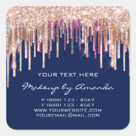 Makeup Holograaf gebruikt een blauw marinesegment Vierkante Sticker