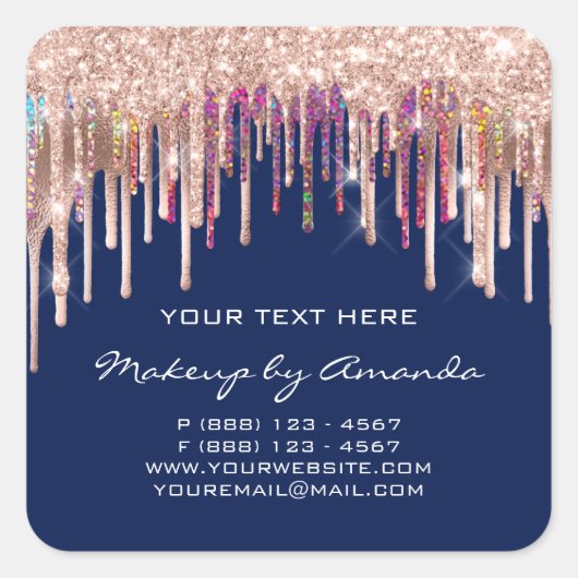 Makeup Holograaf gebruikt een blauw marinesegment Vierkante Sticker (Voorkant)