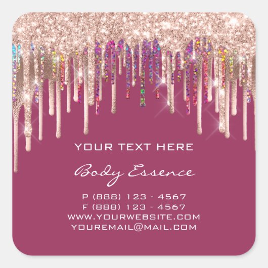 Makeup Holografen Roos Product Berry Vierkante Sticker (Voorkant)